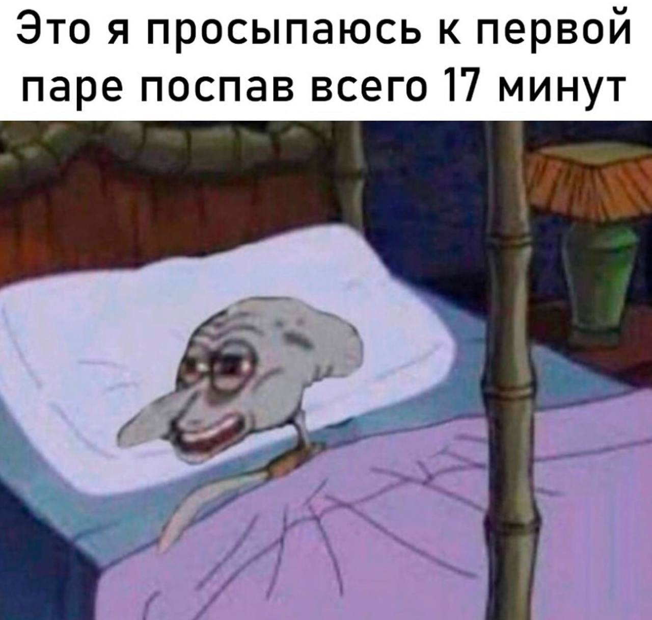 Это я просыпаюсь к первой паре, поспав всего 17 минут